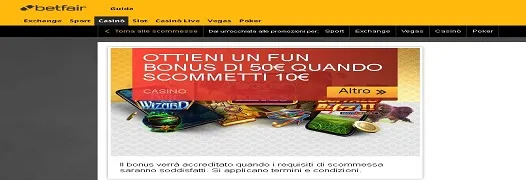 betfair bonus casinò
