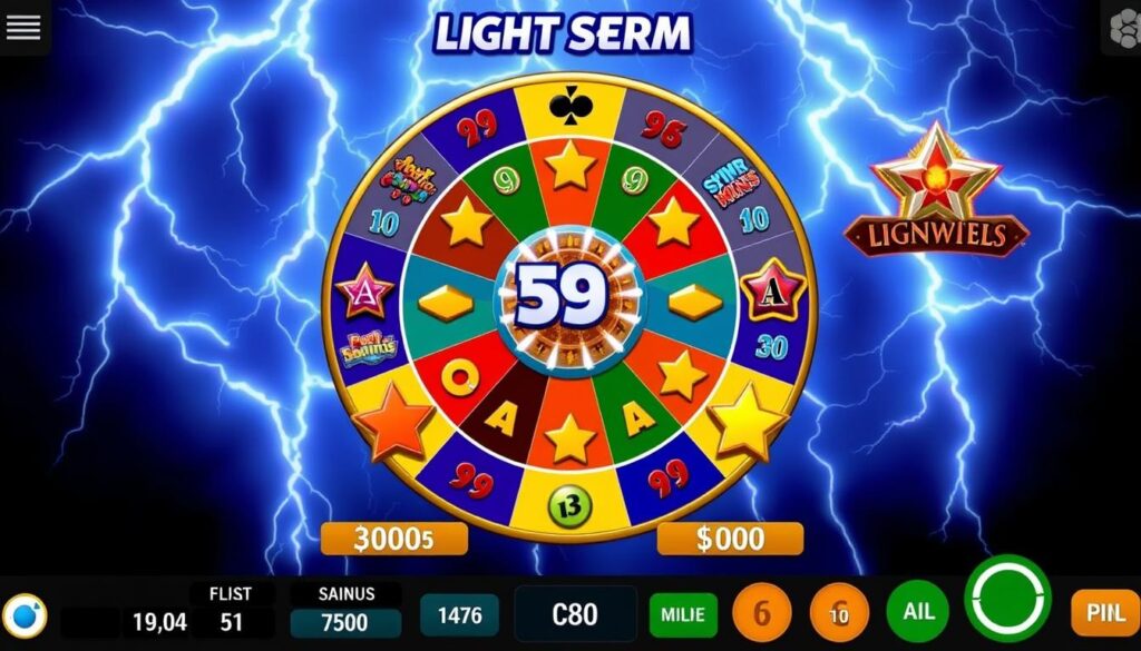 Schermata principale del gioco Lightning Storm con la ruota Digiwheel e i simboli vincenti